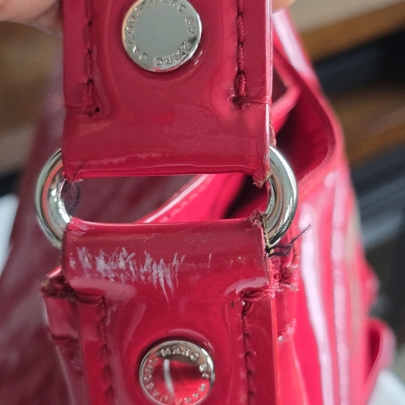 Marc Jacobs Tote Handbag Womens Enamel Pink Silver Hardware Logo Large - Picture 12 of 16